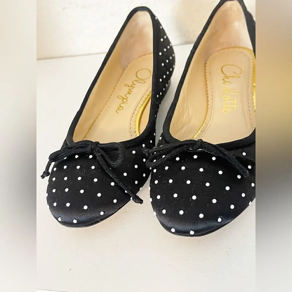 CHARLOTTE OLYMPIA BALLET FLATS black and white polka dots 37